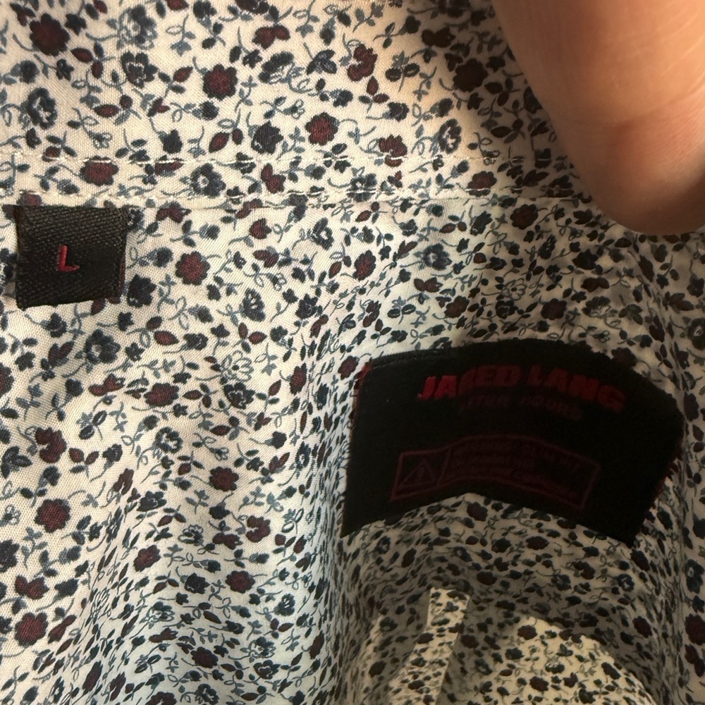 Jared Lang After Hours Men’s Collared Button Down Shirt White Navy Floral Large - Picture 7 of 8